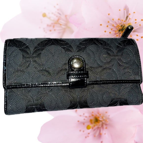 Coach Checkbook/Tri-fold Wallet Perfect Condition, Black, Vintage - Picture 14 of 15